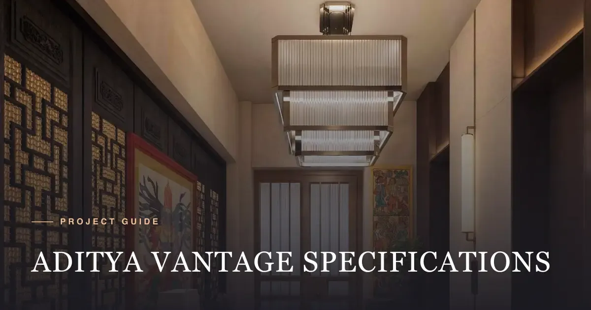 Private lift lobby with wooden screens and patterned floor in a Sri Aditya Vantage home, Manchirevula, Hyderabad