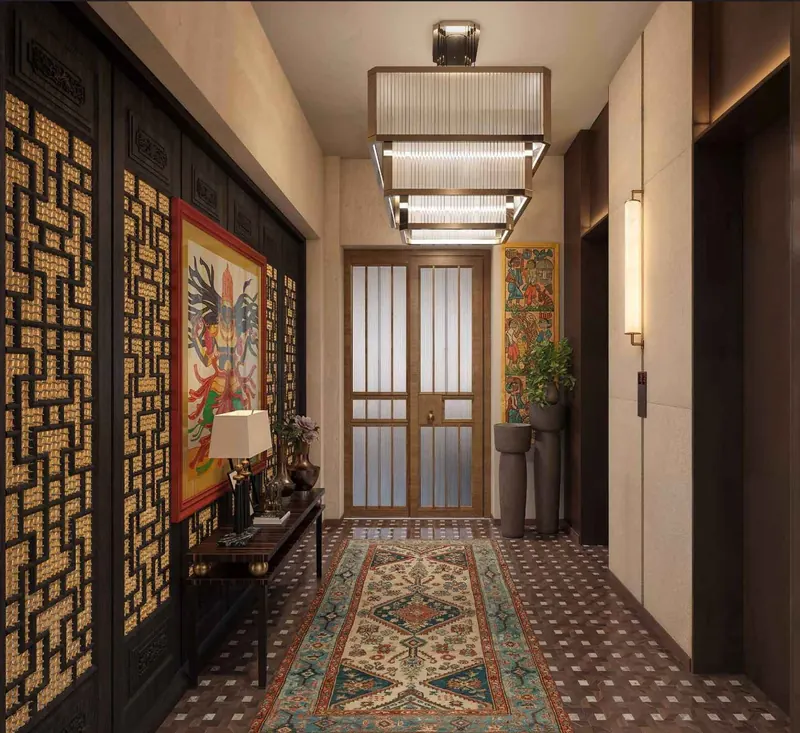 Private lift lobby outside a Sri Aditya Vantage home