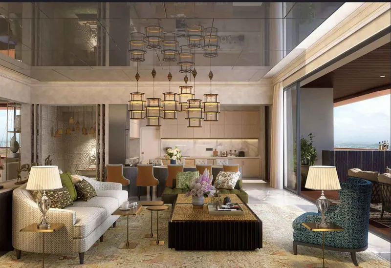 Open living and dining area of a Sri Aditya Vantage home